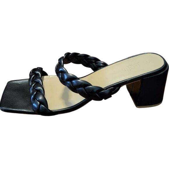 Torgeis New York Womens Square Toe Black Braid Slip On Block Heel, Size 11 - Picture 4 of 12